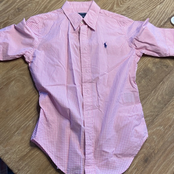 Polo Ralph Lauren short  sleeves button down shirt size 4 pink/white - Picture 1 of 5